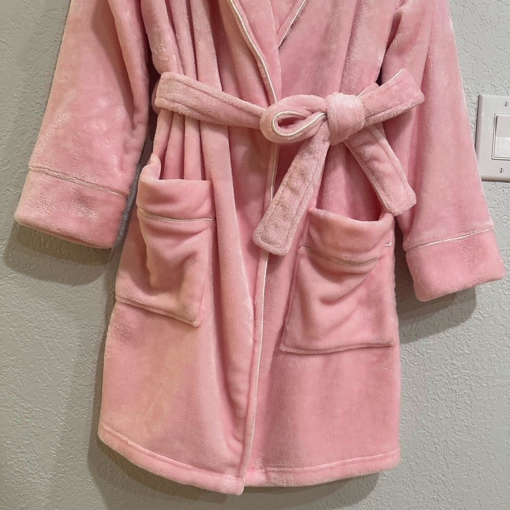 Liz Claiborne Plush Fleece Robe Pink Belted Long Sleeve Size S - Picture 9 of 12